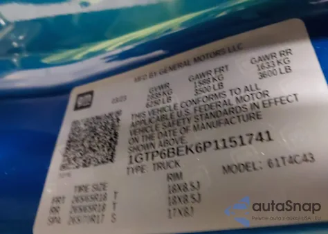 2023 GMC Canyon 4Wd Short Box Elevation from USA, damaged, VIN 1GTP6BEK6P1151741